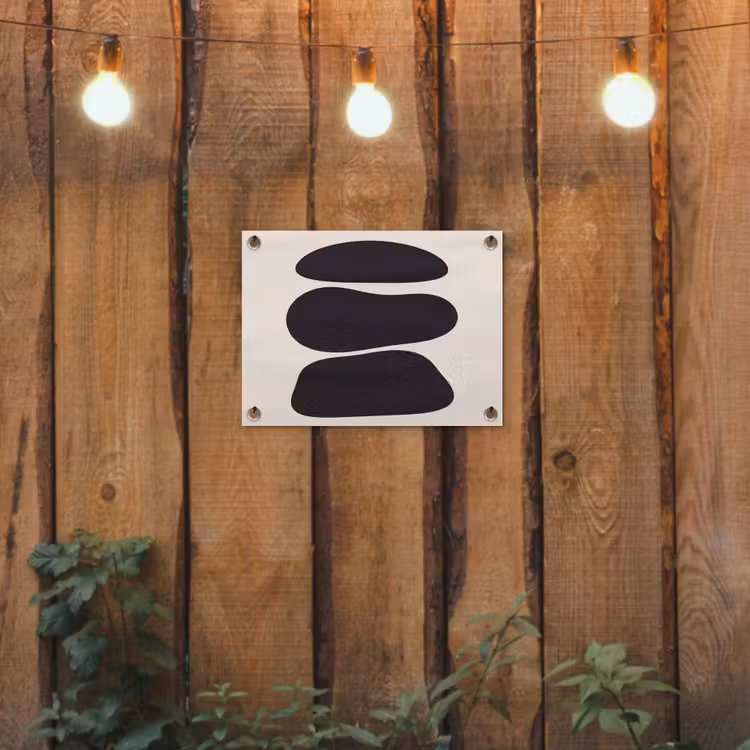 Garden Poster - Shapes - Organic - Black - Vormen - Organisch - Zwart tuinposter los doek klein