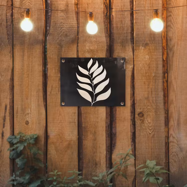 Blad - Wit - Minimalistisch tuinposter los doek klein -sfeer1