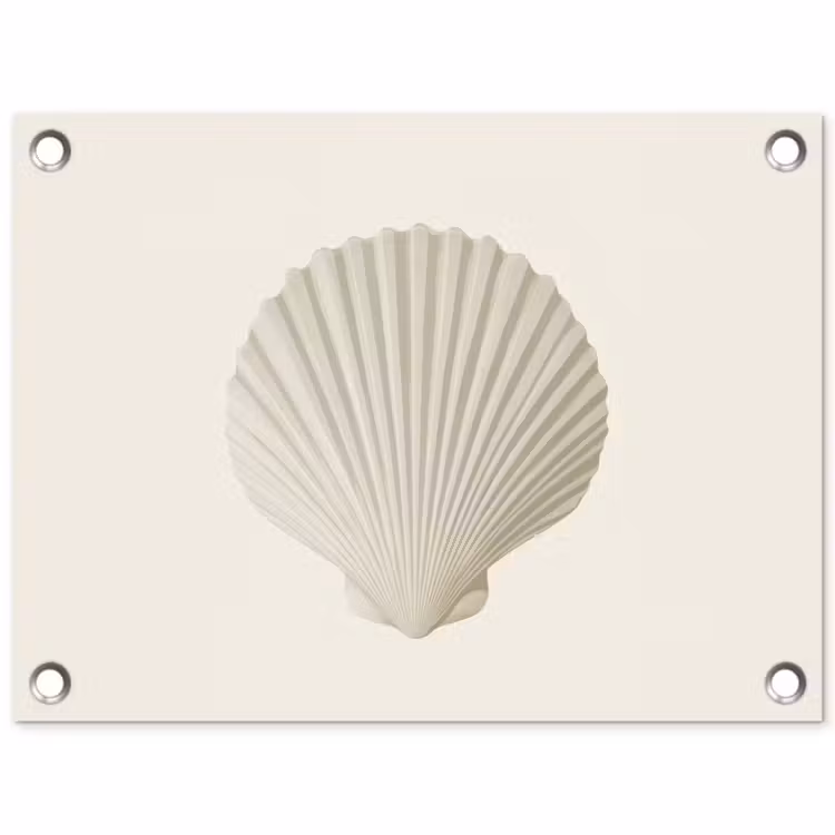 Schelp - Minimalistisch - Wit tuinposter los doek klein -3d