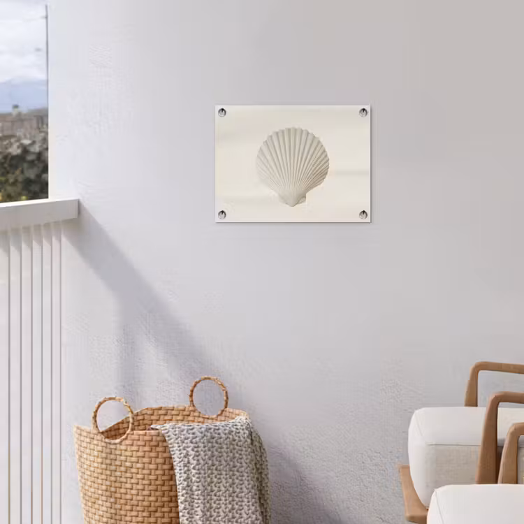 Schelp - Minimalistisch - Wit tuinposter los doek klein -sfeer8