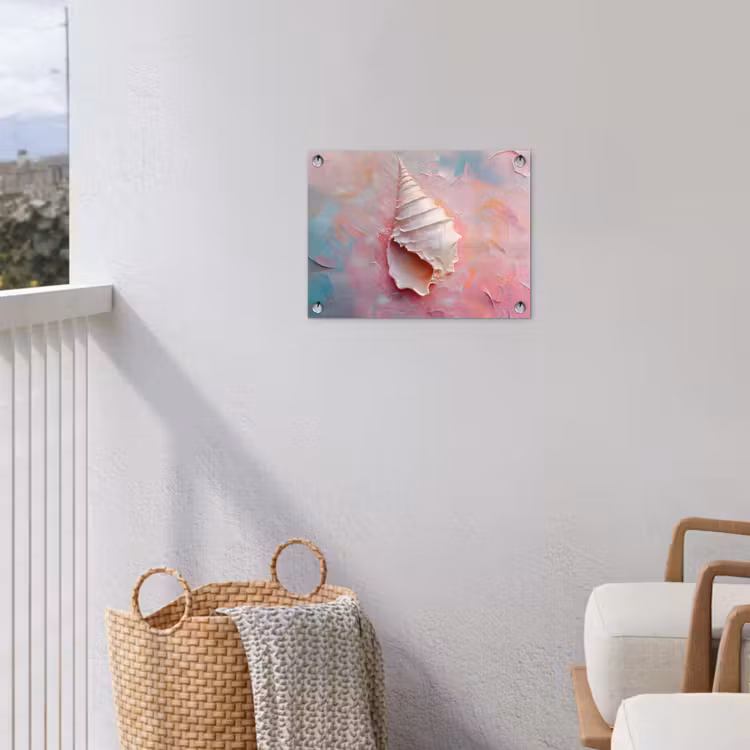 Schelp - Pastel - Pink tuinposter los doek klein -sfeer8
