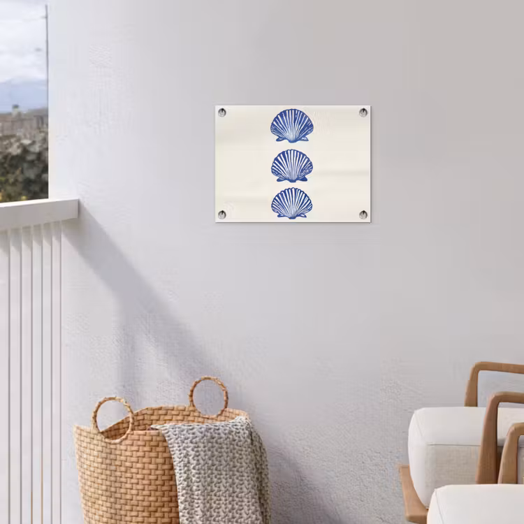Schelpen - Blauw - Patroon tuinposter los doek klein -sfeer8