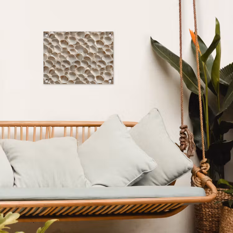 Schelpen - Waaiervorm - Wit tuinposter los doek klein 239 -sfeer7