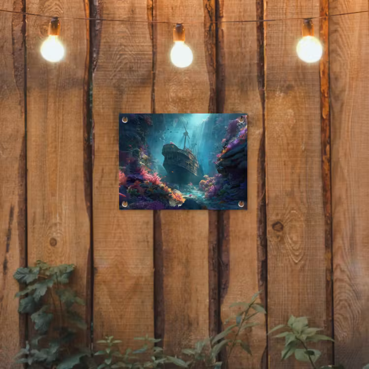 Schip - Hout - Koraalriffen - Zonlicht tuinposter los doek klein -sfeer1