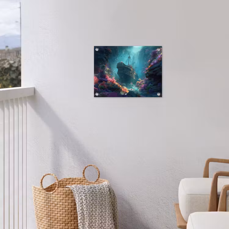 Schip - Hout - Koraalriffen - Zonlicht tuinposter los doek klein -sfeer8