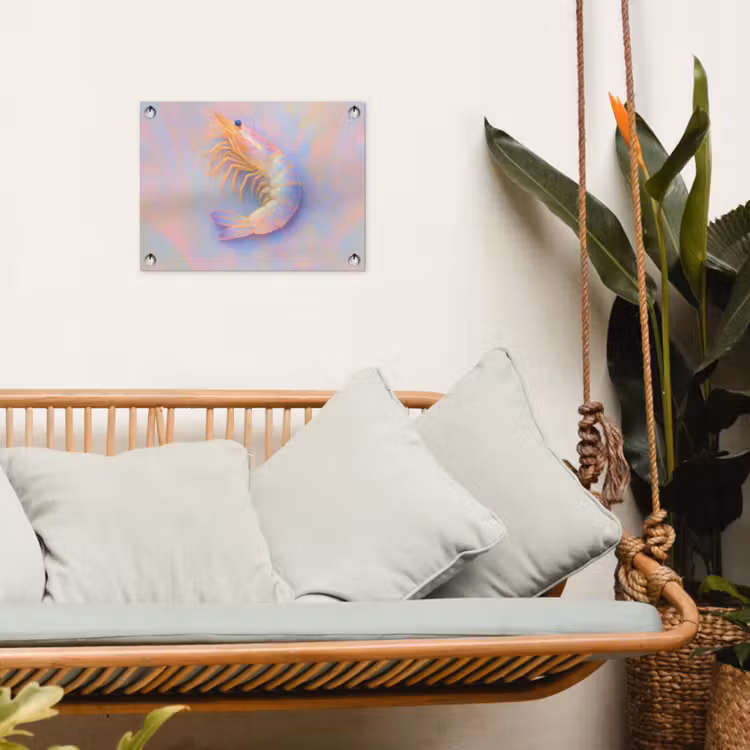 Garnaal - Subtiele structuur - Blauw - Roze tuinposter los doek klein -sfeer7