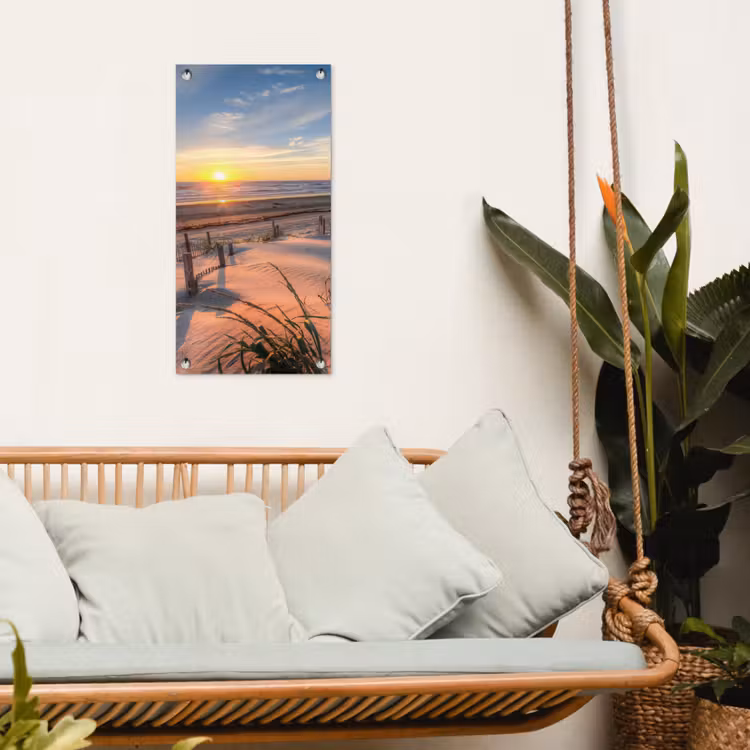 Zandpad bij Zonsondergang tuinposter los doek klein -sfeer7