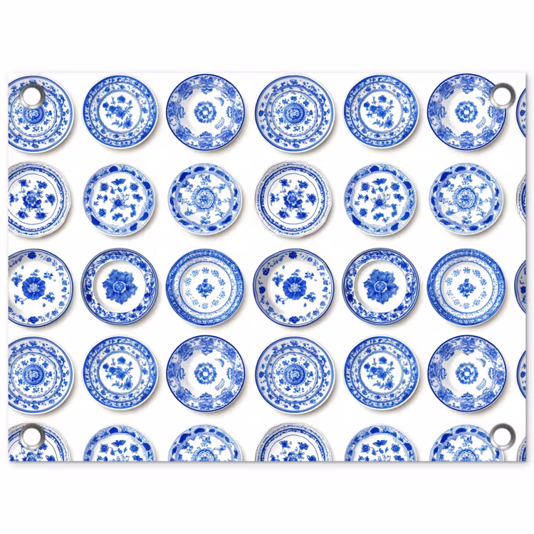 Borden - Bloemen - Patroon - Blauw tuinposter los doek klein 239 -3d