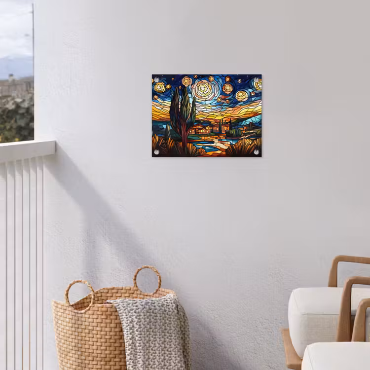 Hemel - Sterren - Mozaïek - Huizen tuinposter los doek klein -sfeer8