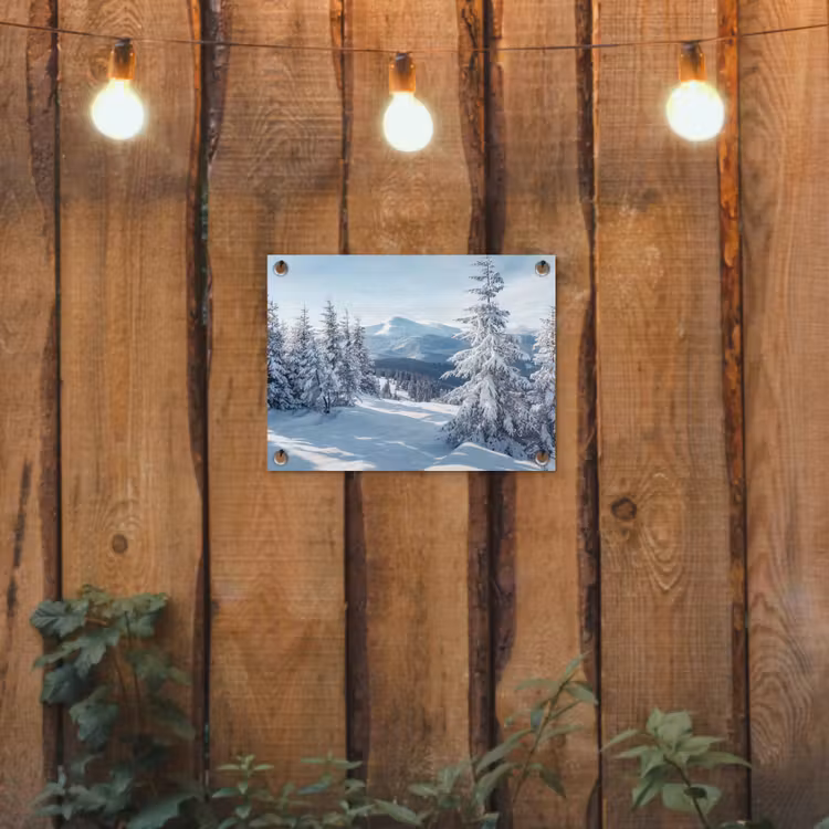 Sneeuw - Winter - Landschap - Bergen tuinposter los doek klein -sfeer1