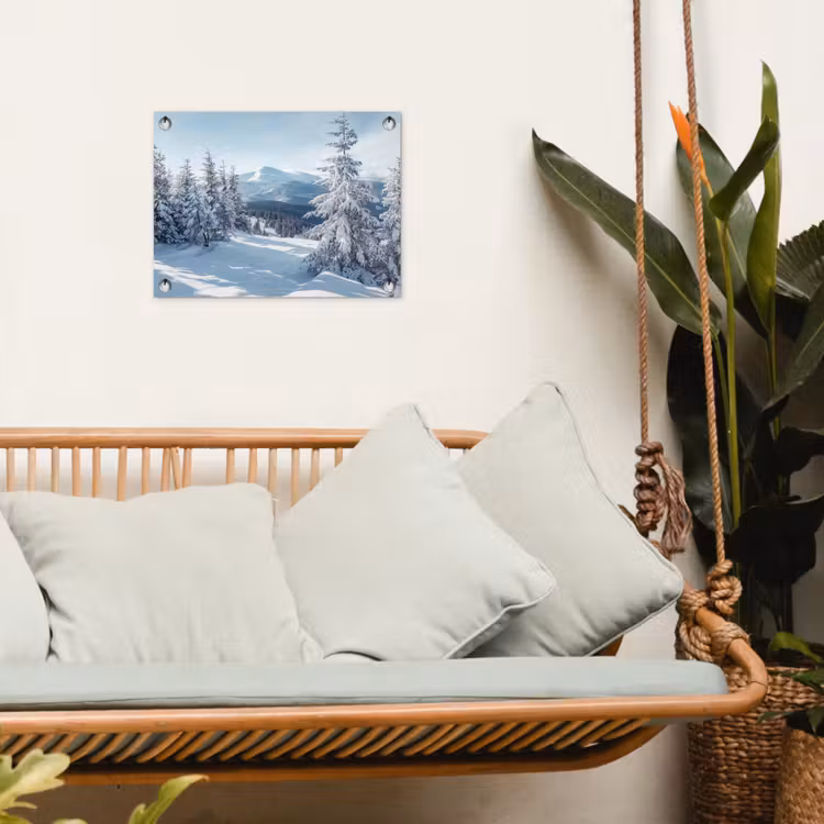 Sneeuw - Winter - Landschap - Bergen tuinposter los doek klein -sfeer7