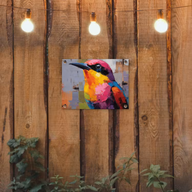Zangvogel - Vlakken - Abstract - Kleurrijk tuinposter los doek klein -sfeer1