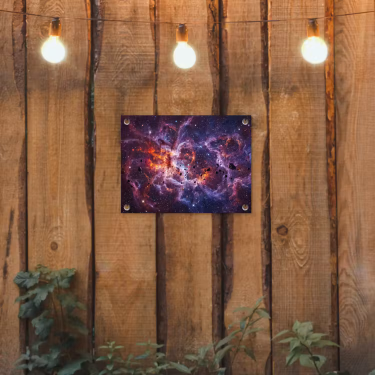 Space - Stars - Abstract - Colorful tuinposter los doek klein -sfeer1
