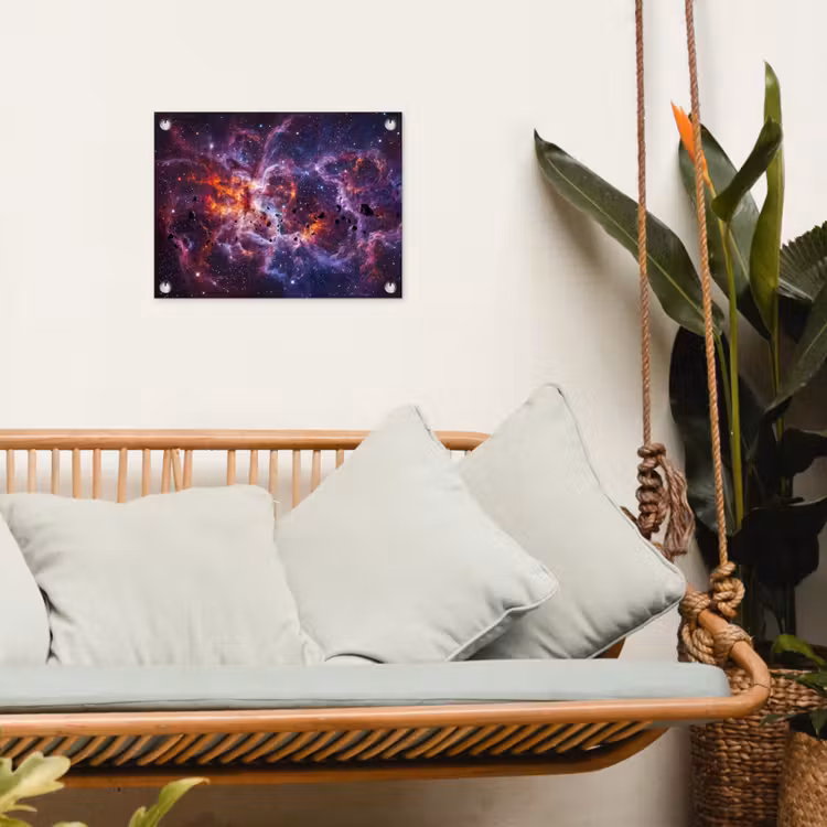 Space - Stars - Abstract - Colorful tuinposter los doek klein -sfeer7