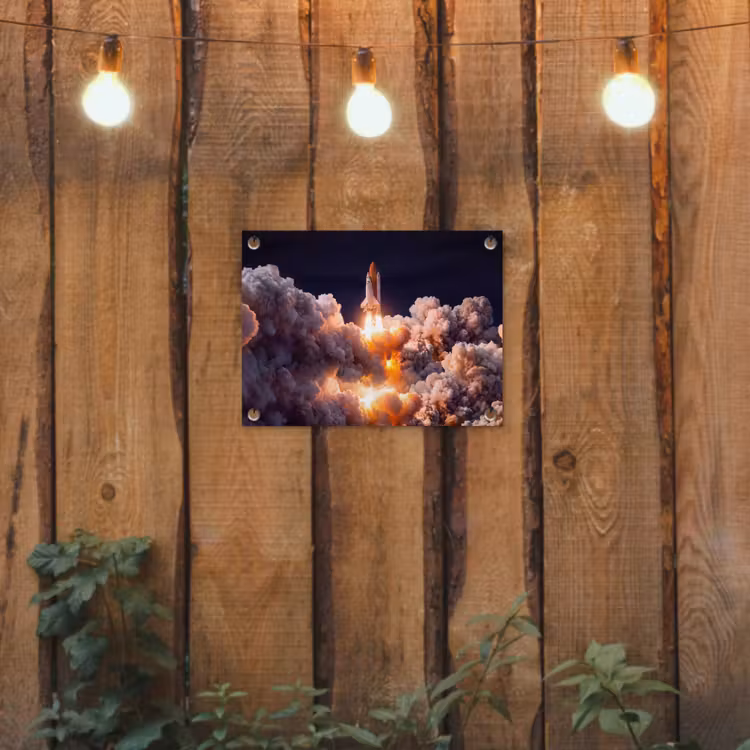 Garden Poster - Spacecraft - Launch - Stars - Ruimtevaartuig - Lancering - Sterren tuinposter los doek klein