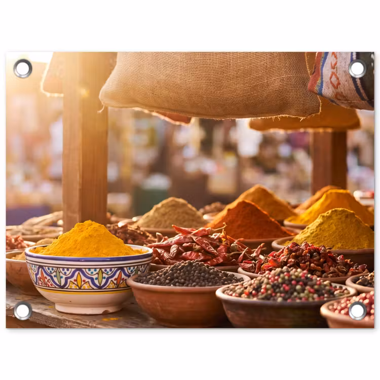 Garden Poster - Spices - Market - Colorful - Specerijen - Markt - Kleurrijk tuinposter los doek klein
