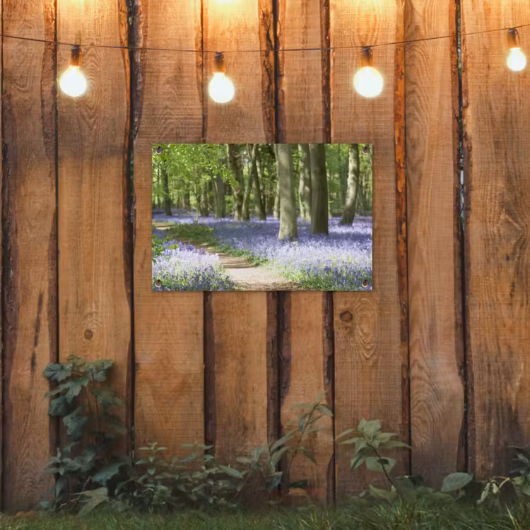 Lente bos met blauwe bloemen tuinposter los doek klein -sfeer1