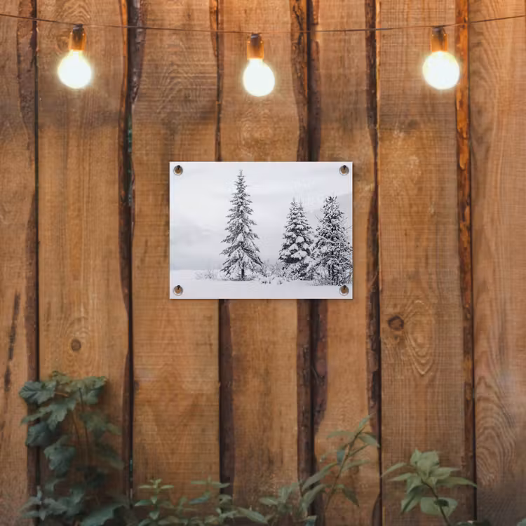 Fijnsparren - Sneeuw - Winter - Landschap - Stilte tuinposter los doek klein -sfeer1