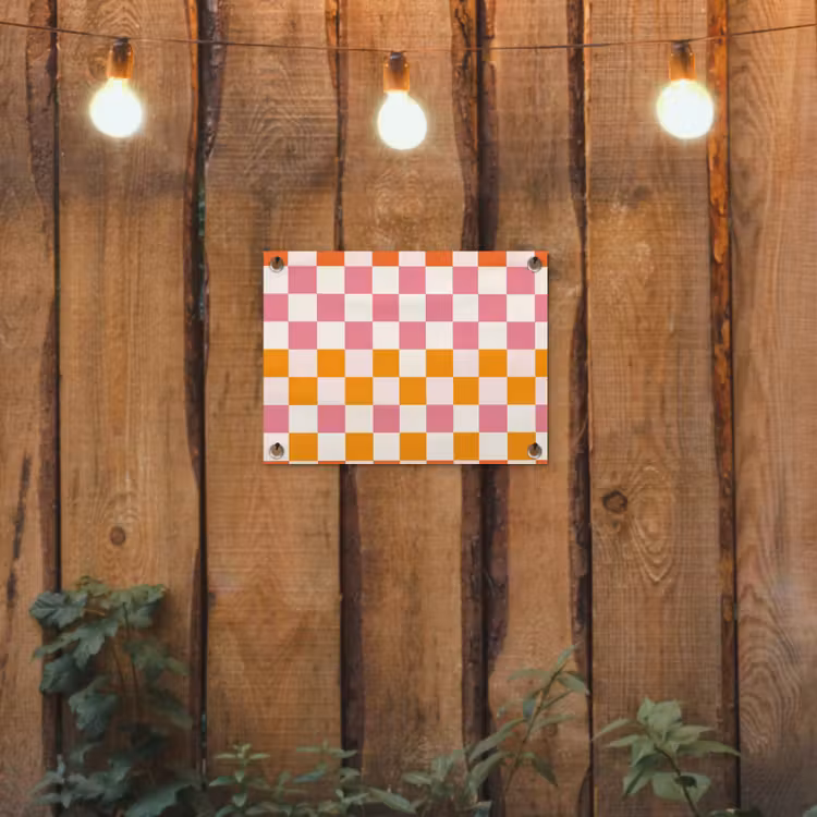 Vierkant - Patroon - Oranje tuinposter los doek klein 239 -sfeer1