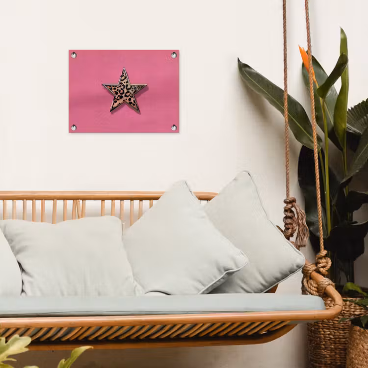 Ster - Luipaard - Print - Roze tuinposter los doek klein -sfeer7