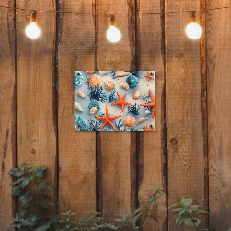 Zeesterren - Schelpen - Illustratie - Zand tuinposter los doek klein -sfeer1