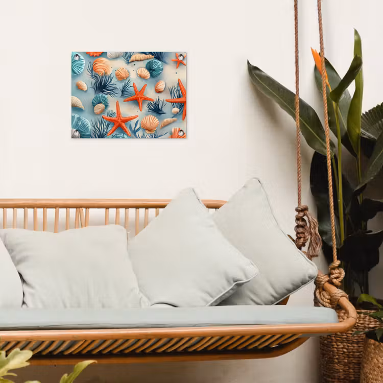 Zeesterren - Schelpen - Illustratie - Zand tuinposter los doek klein -sfeer7