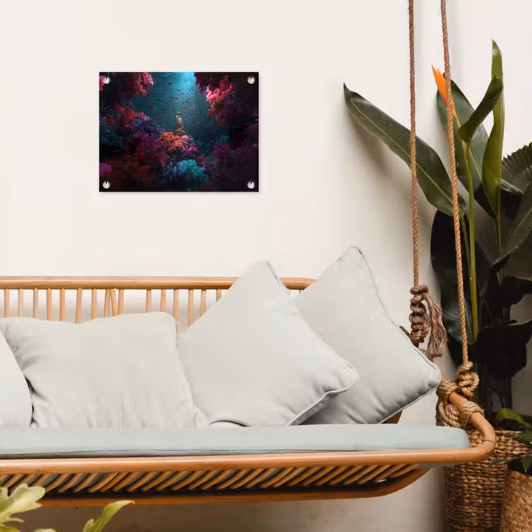 Standbeeld - Zeebodem - Koraal - Kleurrijk tuinposter los doek klein -sfeer7