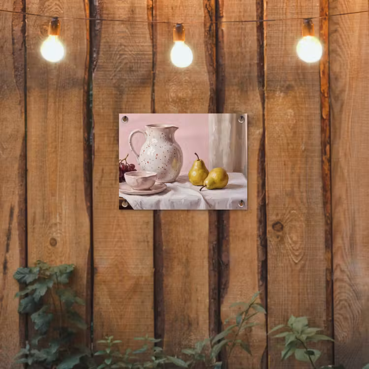Garden Poster - Still Life - Fruit - Pink - Stilleven - Fruit - Roze tuinposter los doek klein