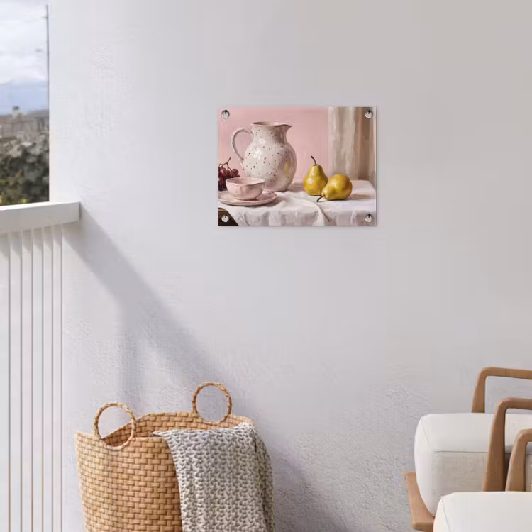 Garden Poster - Still Life - Fruit - Pink - Stilleven - Fruit - Roze tuinposter los doek klein