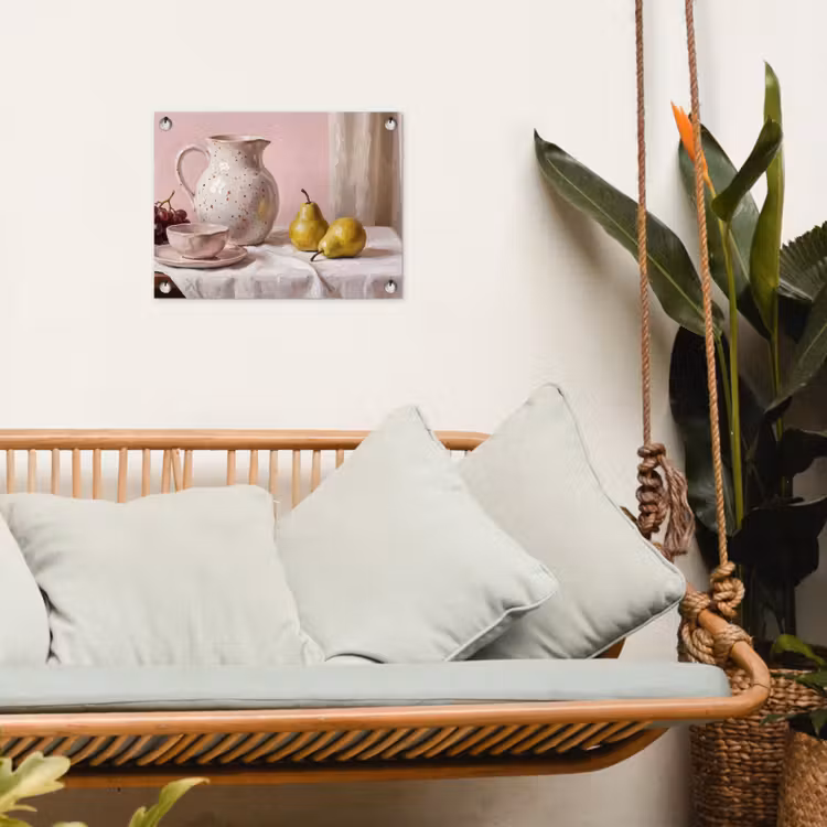 Garden Poster - Still Life - Fruit - Pink - Stilleven - Fruit - Roze tuinposter los doek klein