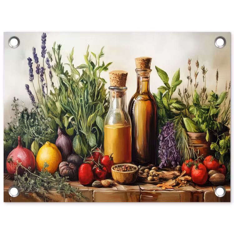 Stilleven - Kruiden - Specerijen - Fruit - Kleurrijk tuinposter los doek klein -3d