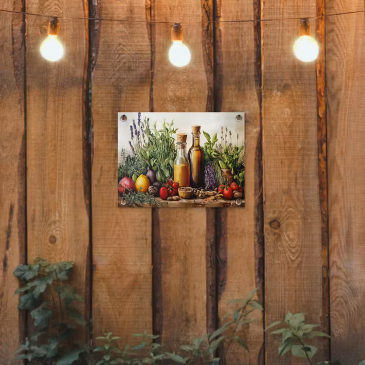 Stilleven - Kruiden - Specerijen - Fruit - Kleurrijk tuinposter los doek klein -sfeer1