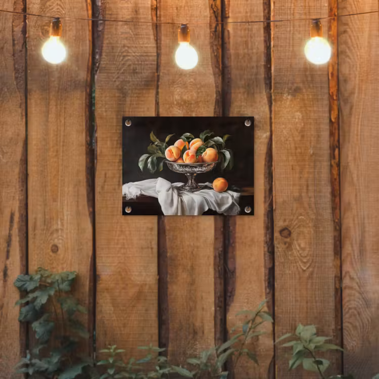 Stilleven - Perziken - Vintage tuinposter los doek klein -sfeer1