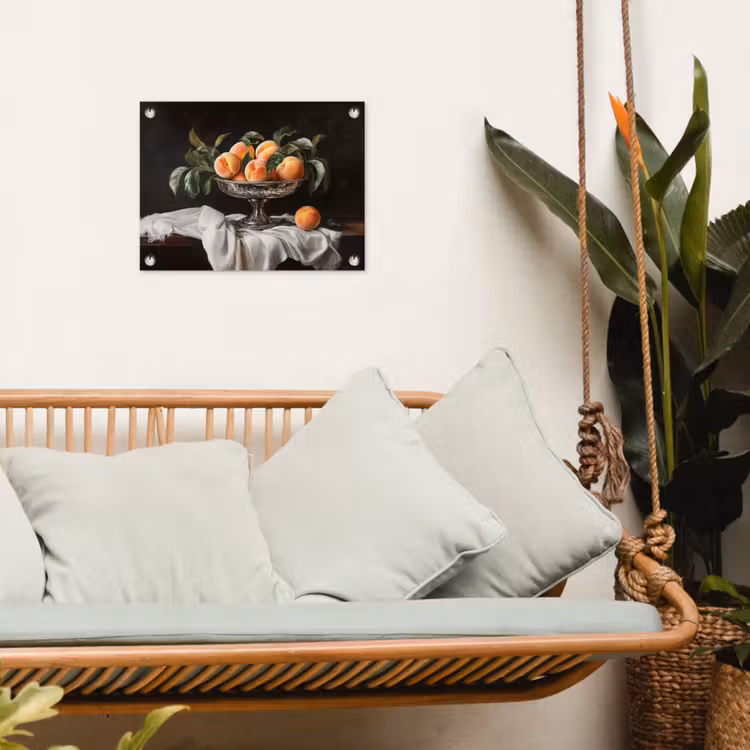 Stilleven - Perziken - Vintage tuinposter los doek klein -sfeer7