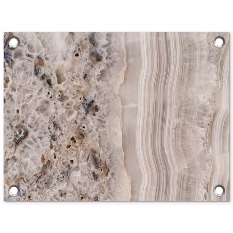 Steen - Textuur - Abstract - Beige - Wit tuinposter los doek klein -3d