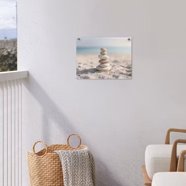 Stenen - Stapel - Zand - Zee tuinposter los doek klein -sfeer8