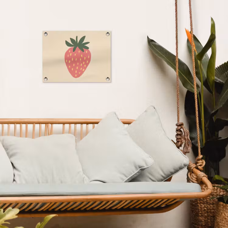 Aardbei - Minimalistisch - Rood - Fruit tuinposter los doek klein -sfeer7