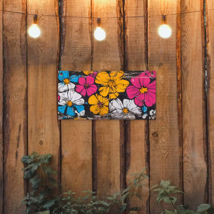 Street Art - Bloemen - Mix tuinposter los doek klein -sfeer1