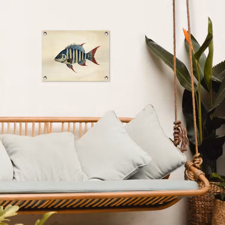 Gestreept - Donkerblauw - Rugvin - Vis tuinposter los doek klein -sfeer7