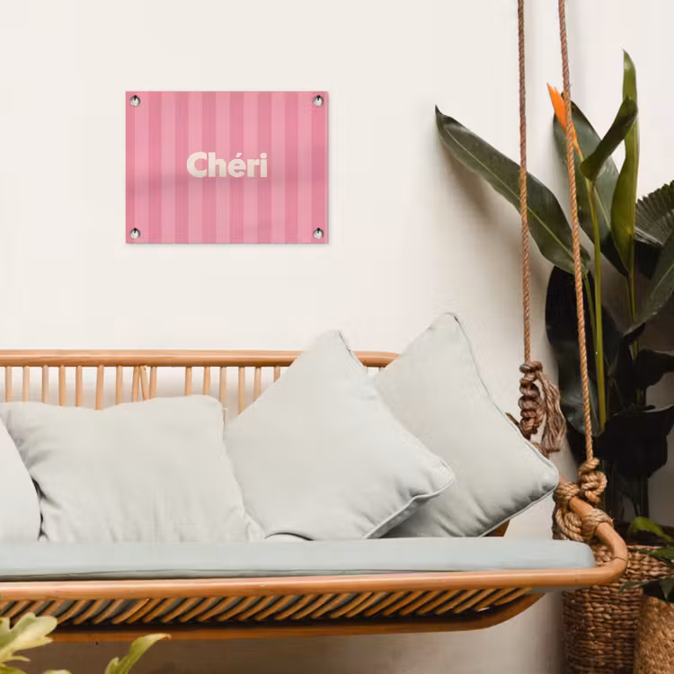 Gestreept - Roze - Chéri tuinposter los doek klein -sfeer7