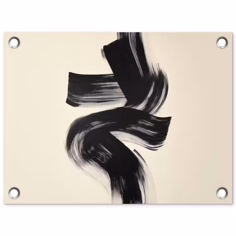 Strepen - Zwart - Abstract tuinposter los doek klein -3d