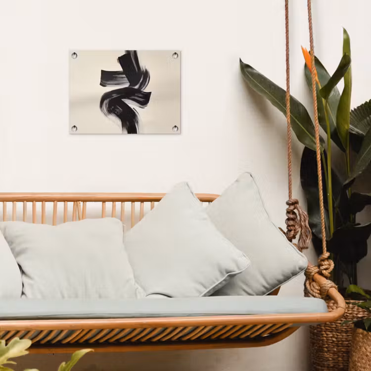 Strepen - Zwart - Abstract tuinposter los doek klein -sfeer7