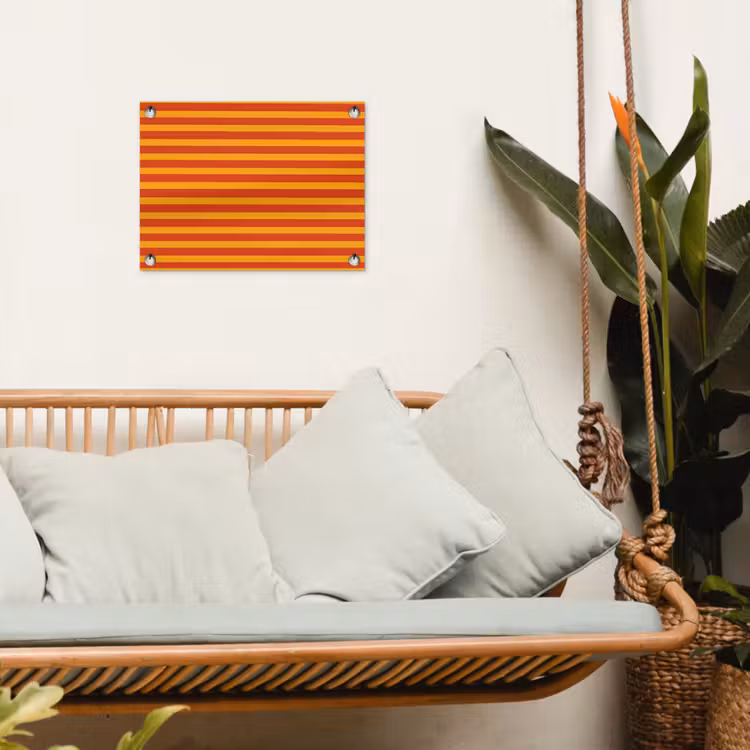 Strepen - Patroon - Oranje tuinposter los doek klein 239 -sfeer7