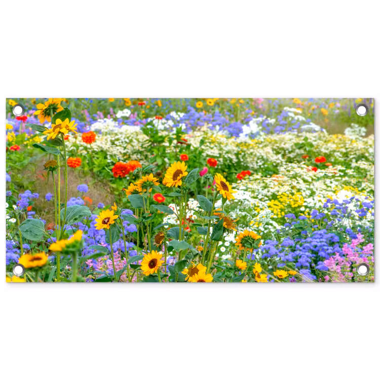 Zomerbloemen in volle bloei tuinposter los doek klein -3d