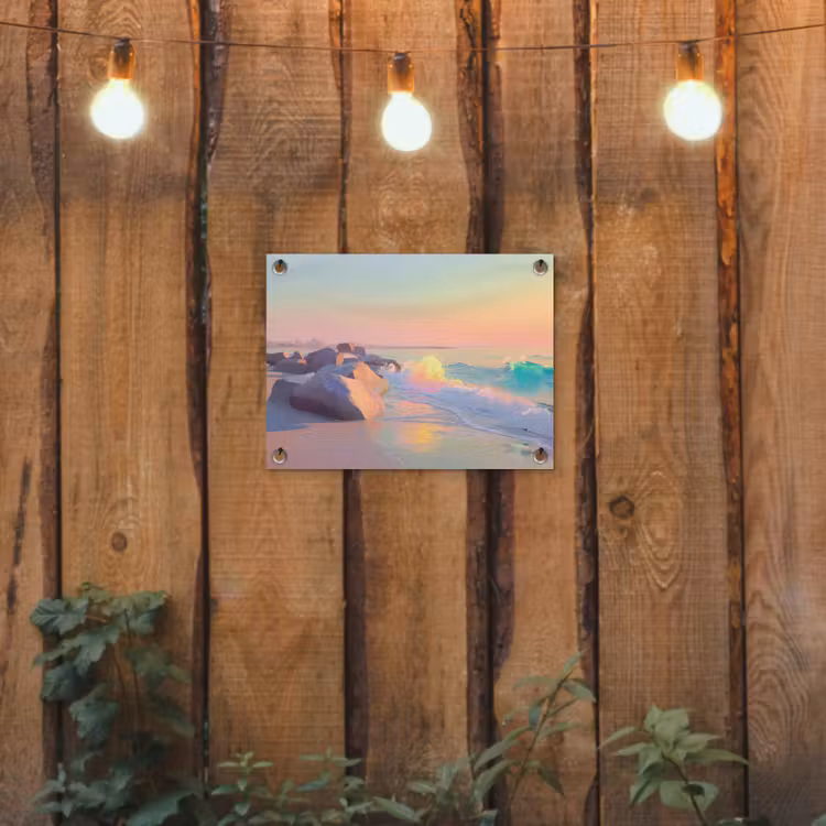 Zomerlicht - Strand - Fonkelende accenten tuinposter los doek klein -sfeer1