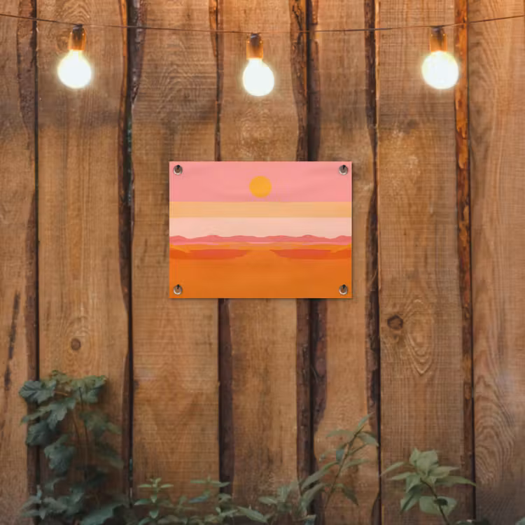 Zon - Abstract - Landschap - Oranje tuinposter los doek klein -sfeer1
