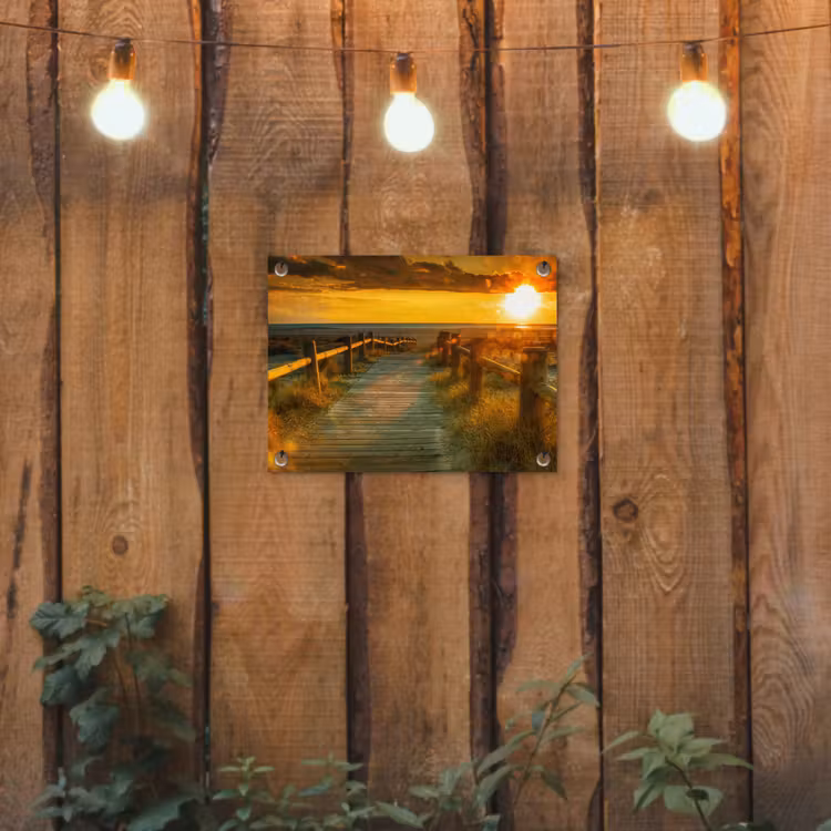Zon - Strand - Duin - Horizon - Gras - Pad - Oranje tuinposter los doek klein -sfeer1