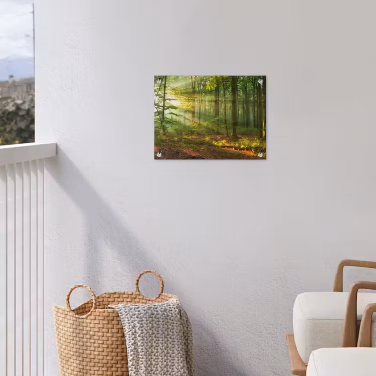 Zon - Bos - Bomen - Natuur - Herfst tuinposter los doek klein -sfeer8