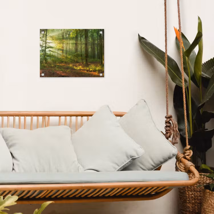 Zon - Bos - Bomen - Natuur - Herfst tuinposter los doek klein -sfeer7