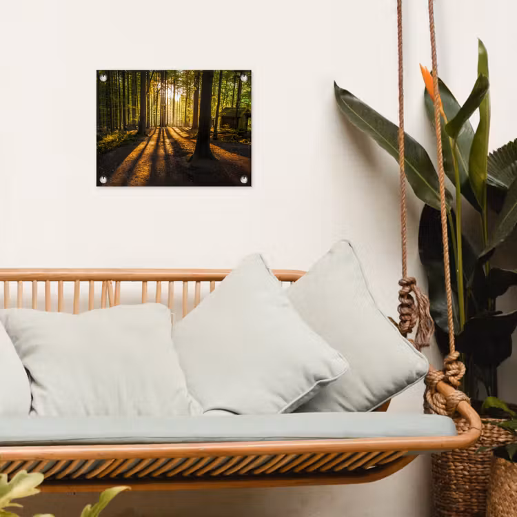 Zon - Bomen - Bos - Landschap - Natuur tuinposter los doek klein -sfeer7